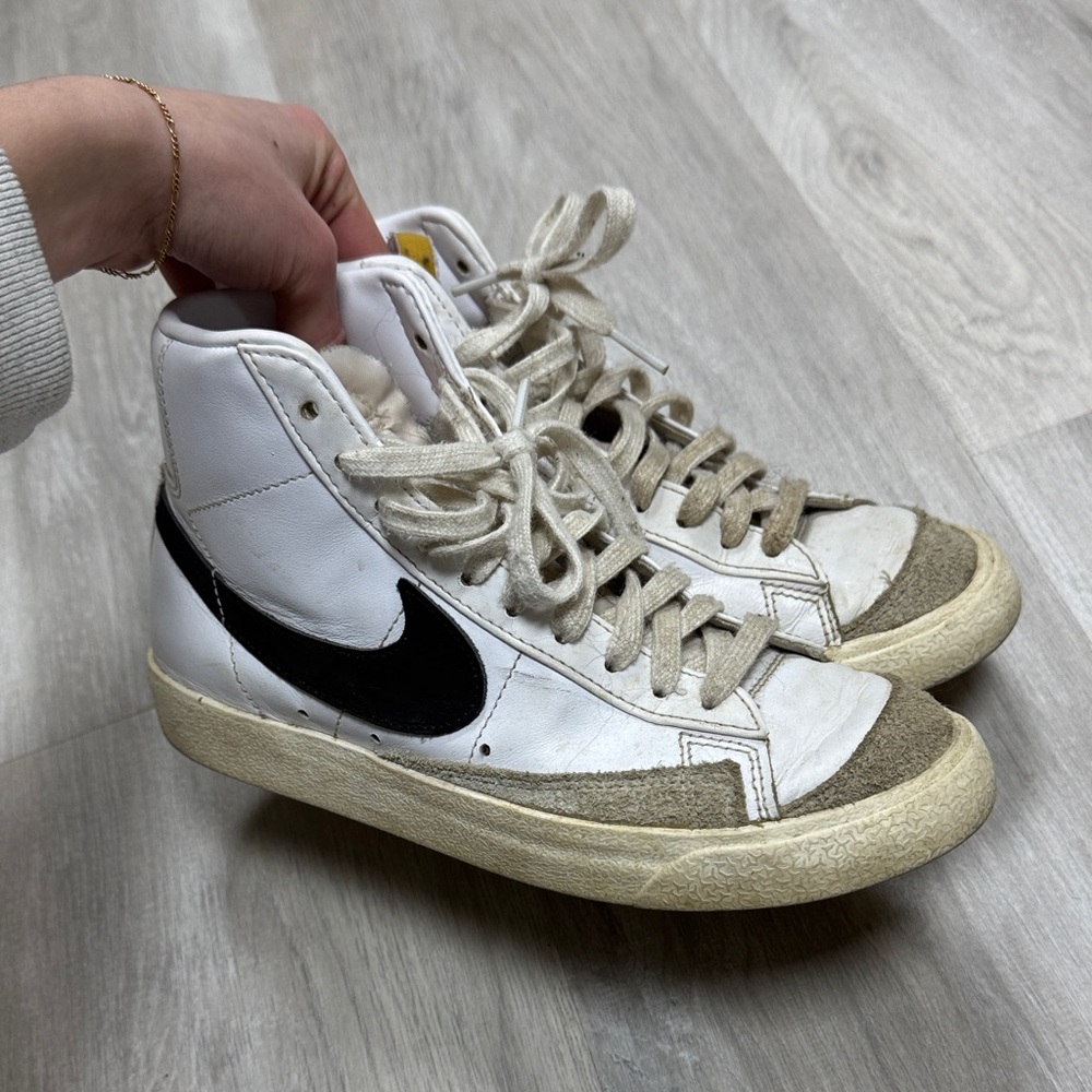 Nike White and Black High-Top Sneakers